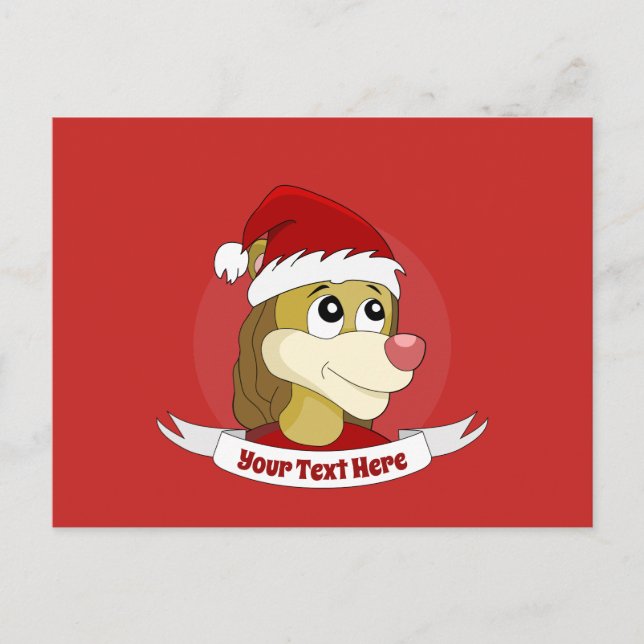 Lion holding a soccer ball cartoon postcard (Front)