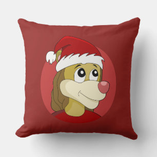 Lion holding a soccer ball cartoon throw pillow