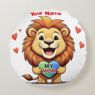 lion holding heart-my mum round cushion
