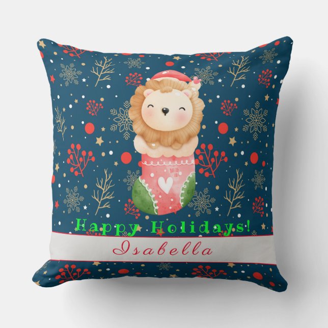 Lion Holidays Customise Text and Name 20"X20" Cushion (Front)