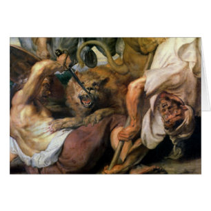 Lion Hunt, detail of two men and a lion, 1621