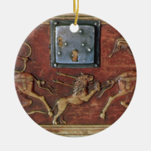 Lion Hunt, plaque from a Byzantine casket, 11th ce Ceramic Tree Decoration