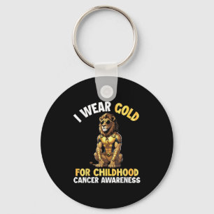 Lion I Wear Gold For Childhood Cancer Awareness Su Key Ring