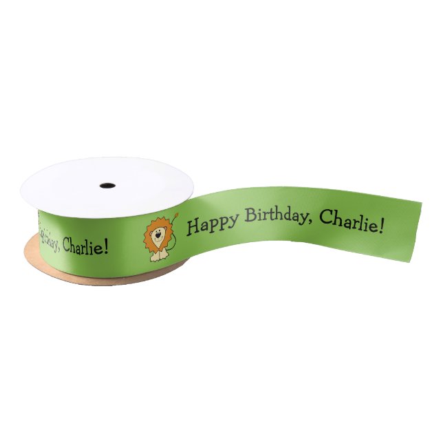 Lion illustration custom text ribbon satin ribbon (Spool)