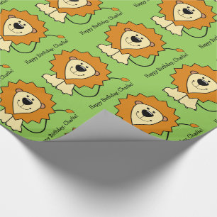 Lion illustration custom text wrapping paper