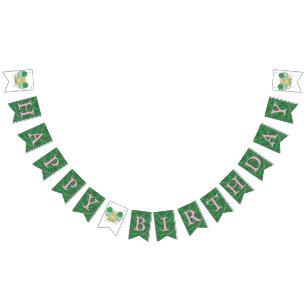 Lion Illustration Girl Safari Happy Birthday Bunting