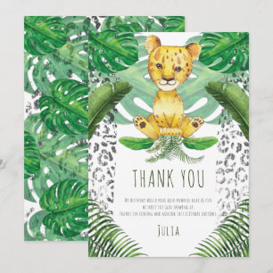 Lion Illustration Safari Birthday I Baptism Thank You Card