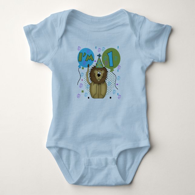 Lion I'm 1 First Birthday Baby Bodysuit (Front)