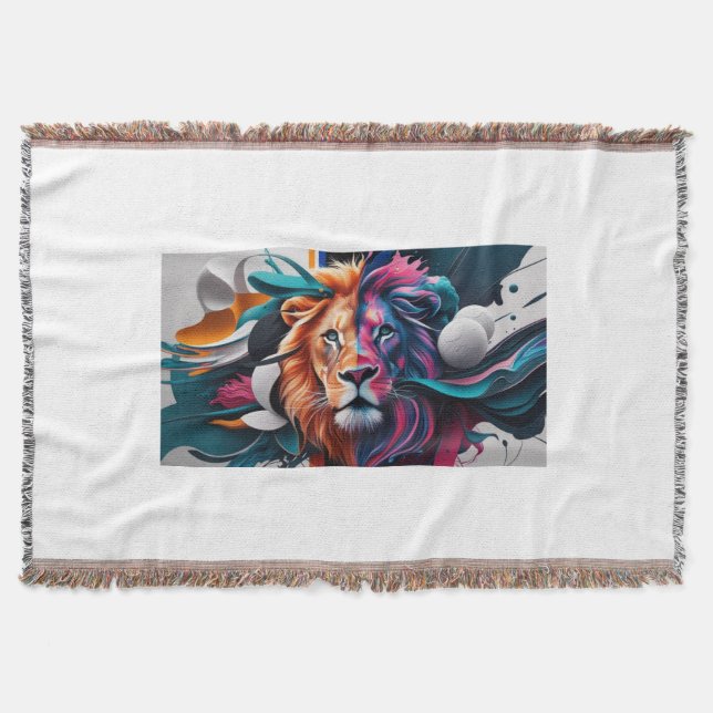 Lion image Throw Blanket (Front)