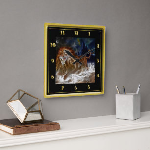 Lion in a dream square wall clock