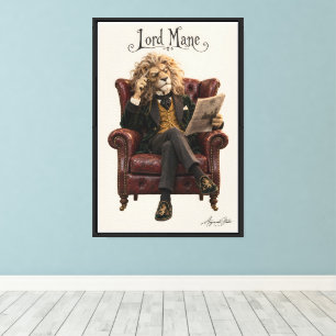 Lion in a Leather Armchair Canvas Print