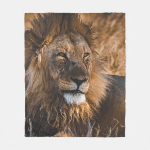 LION IN ETOSHA NATIONAL PARK FLEECE BLANKET