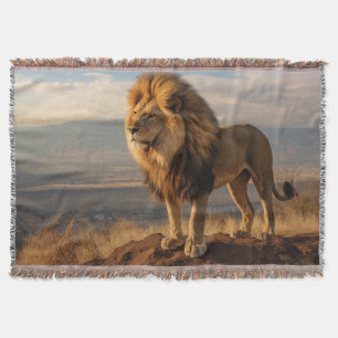 Lion in nature throw blanket