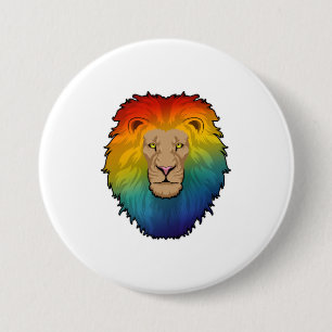 Lion in Rainbow Colours 7.5 Cm Round Badge