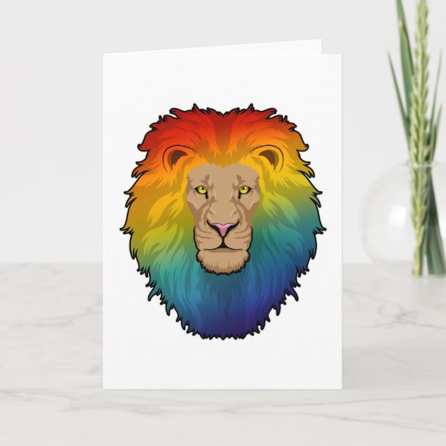 Lion in Rainbow Colours Card (Front)