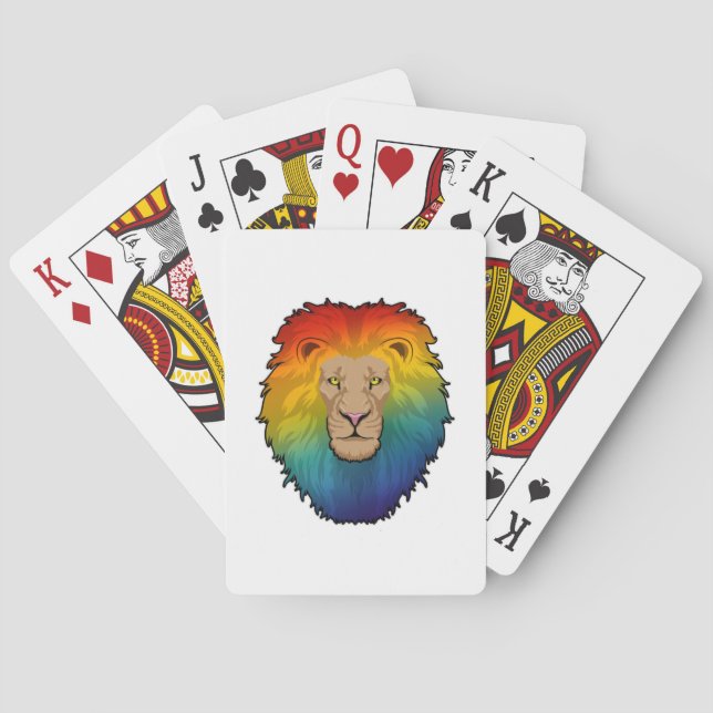 Lion in Rainbow Colours Playing Cards (Back)