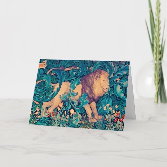 Lion in The Forest, William Morris Card (Front)