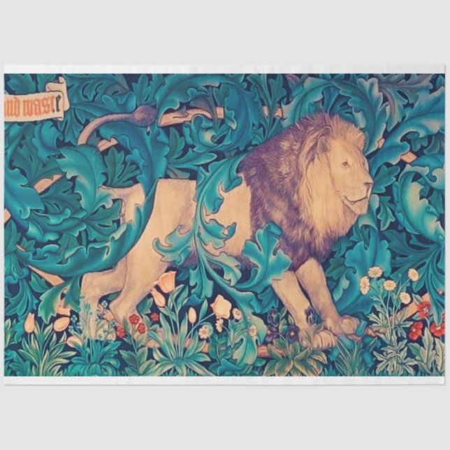 Lion in The Forest, William Morris Tissue Paper (Front)