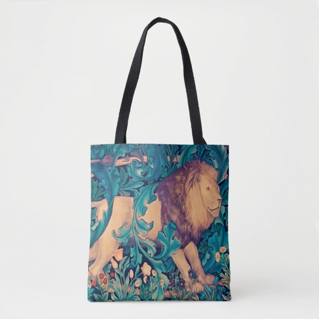 Lion in The Forest, William Morris Tote Bag (Front)