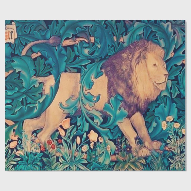 Lion in The Forest, William Morris Wrapping Paper (Flat)