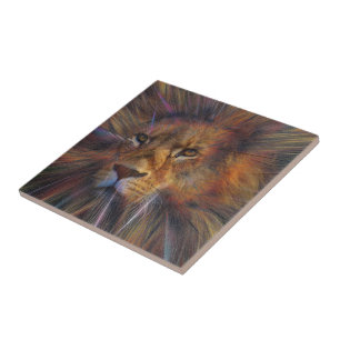 Lion in the Gallery Ceramic Tile