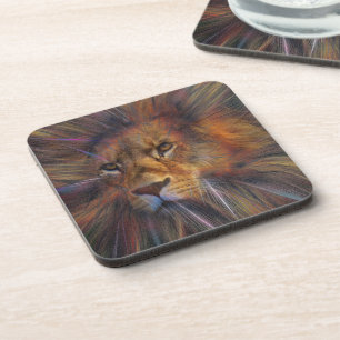 Lion in the Gallery Plastic Coasters