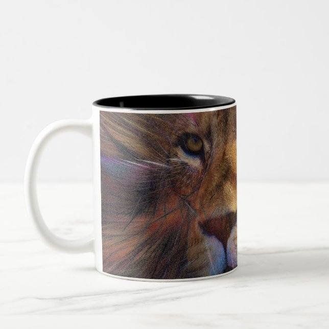 Lion in the Gallery Two Tone Mug (Left)
