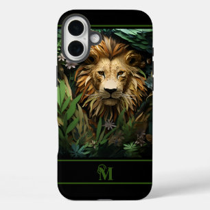 Lion in the Jungle Monogramed Initial  iPhone 16 Plus Case