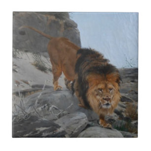 Lion in the Mountains (by Richard Friese) Ceramic Tile