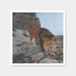 Lion in the Mountains (by Richard Friese) Napkin