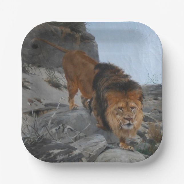 Lion in the Mountains (by Richard Friese) Paper Plate (Front)