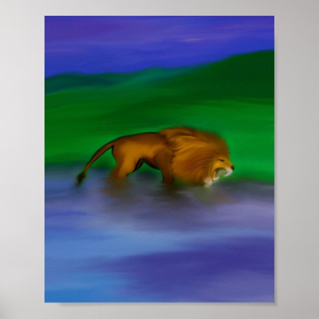 "Lion in Water" Poster (Front)