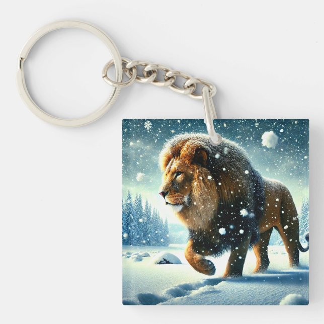 Lion in Winter Key Ring (Front)
