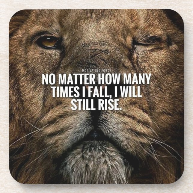 Lion Inspiration - Fall and Rise - Motivational Coaster (Front)