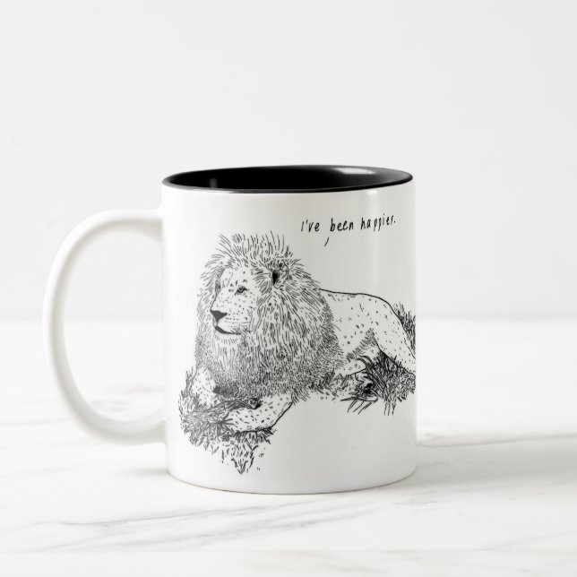 Lion, I've Been Happier, Animal Mug (Left)
