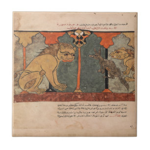 Lion Jackal Indian Renaissance Fable Ceramic Tile