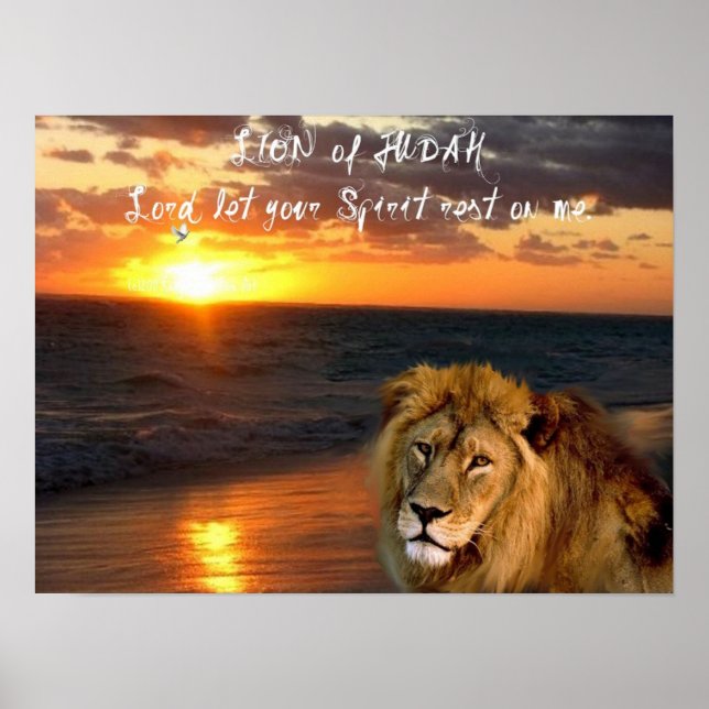 Lion Judah Greeting Inspirational Religious Poster (Front)