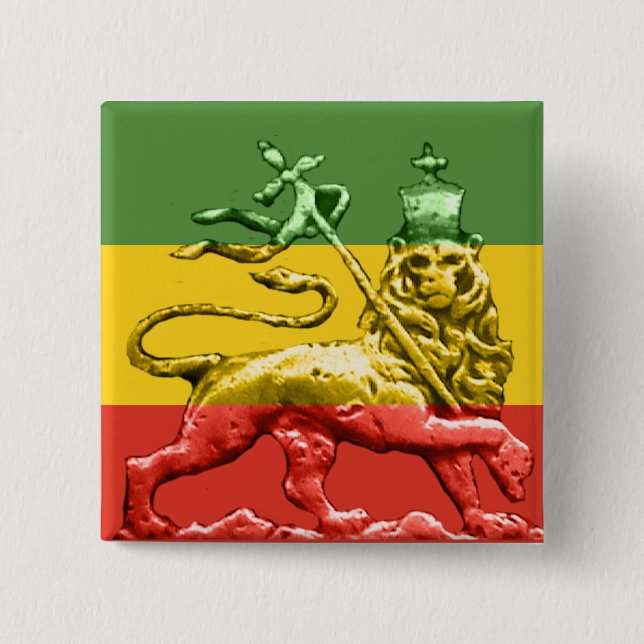 Lion Judah Rasta Reggae Colors 15 Cm Square Badge (Front)