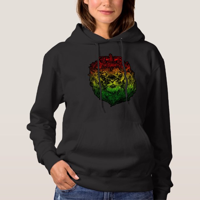 Lion Judah Rastafarian Ethiopian Lion  Reggaeton P Hoodie (Front)