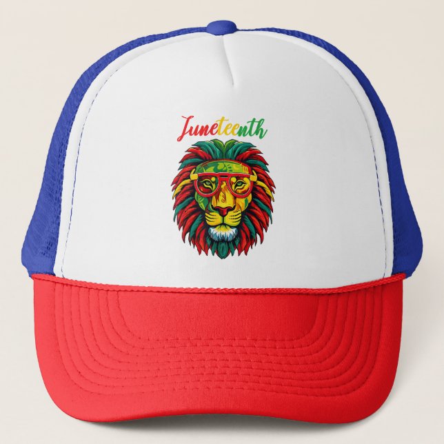 Lion juneteenth shirts women dress Black history f Trucker Hat (Front)