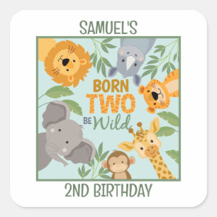 Lion Jungle Animal Second Birthday decor Square Sticker