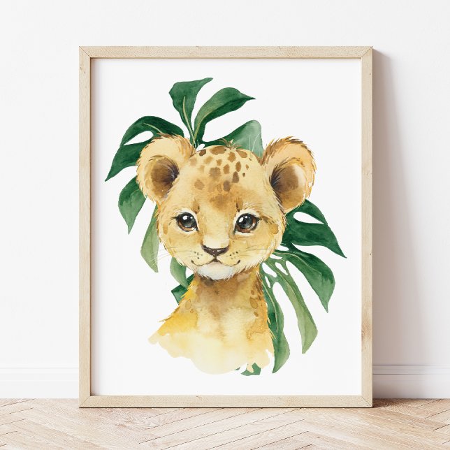 Lion, Jungle Animals, Safari Animals, Palm Leaves Photo Print (Creator Uploaded)