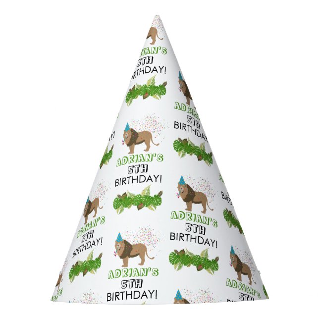Lion Jungle Partying Animals Birthday Party Custom Hat (Front)