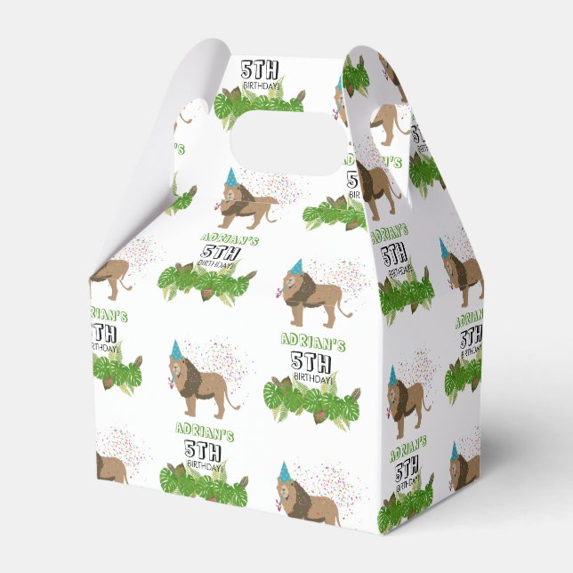 Lion Jungle Partying Animals Birthday Party Favour Box (Front Side)