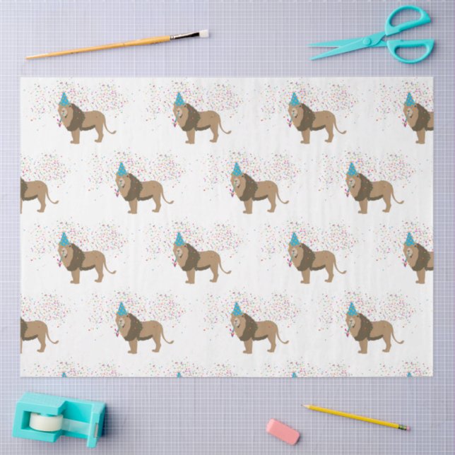 Lion Jungle Partying Animals Having a Party Tissue Paper (Craft)