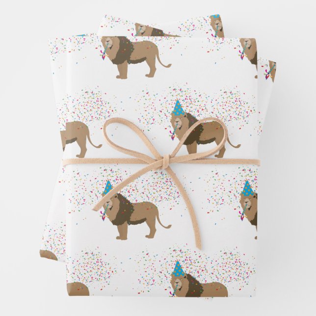 Lion Jungle Partying Animals Having a Party  Wrapping Paper Sheet (In situ)