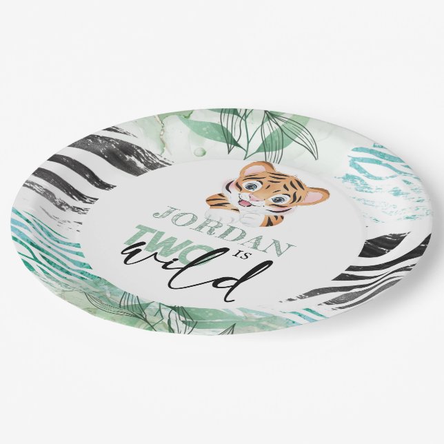 Lion Jungle Personalised 2nd Birthday Paper Plate (Angled)
