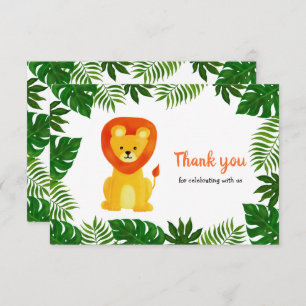 Lion Jungle Safari Animal   Baby Shower Thank You Invitation