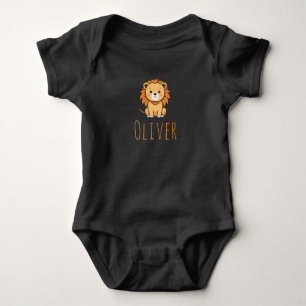 Lion Jungle Safari Animal Custom Name Baby Bodysuit