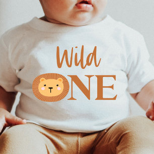 Lion Jungle Safari Animal Wild One 1st Birthday Baby T-Shirt